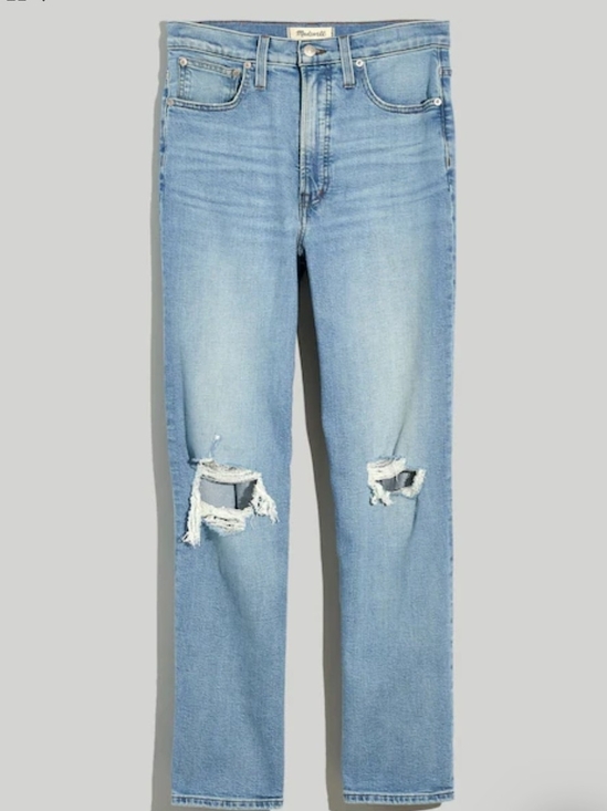 Madewell Denim - Madewell Perfect Vintage Straight Jean -  Knee-Rip Edition